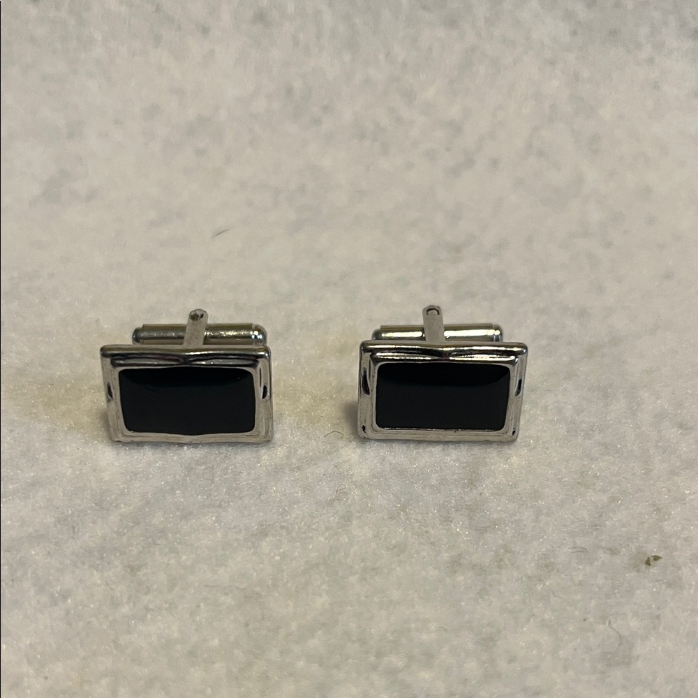 Silver and Black Cufflinks